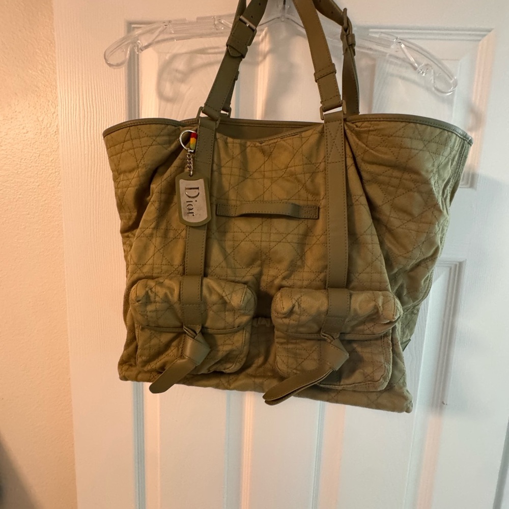 Dior Quilted Khaki Tote Bag